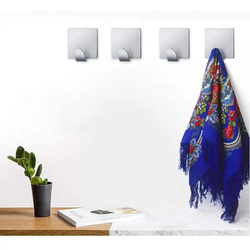 Самоклеющиеся крючки сверхпрочные настенные крючки из нержавеющей стали настенная вешалка для кухни, ванной комнаты, офисного шкафа-водонепроницаемый, без сверла