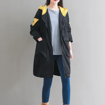 

Zip-up Hooded Coats Women Casual Long Sleeve Ladies Outwear Overcoat Tops Casacos com capuz 2020 Spring Autumn New