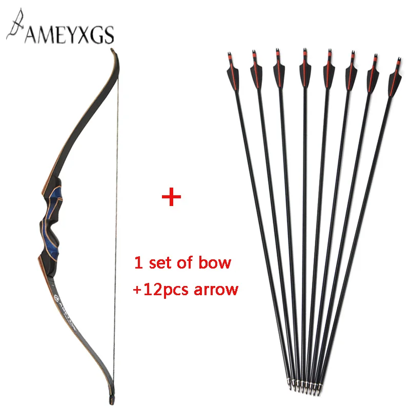 Recurvo e Flecha Polegada para Tiro ao ar Arco Comprimento Livre Caça Esportes Acessórios 20-55lbs 56 3 Arco e flecha