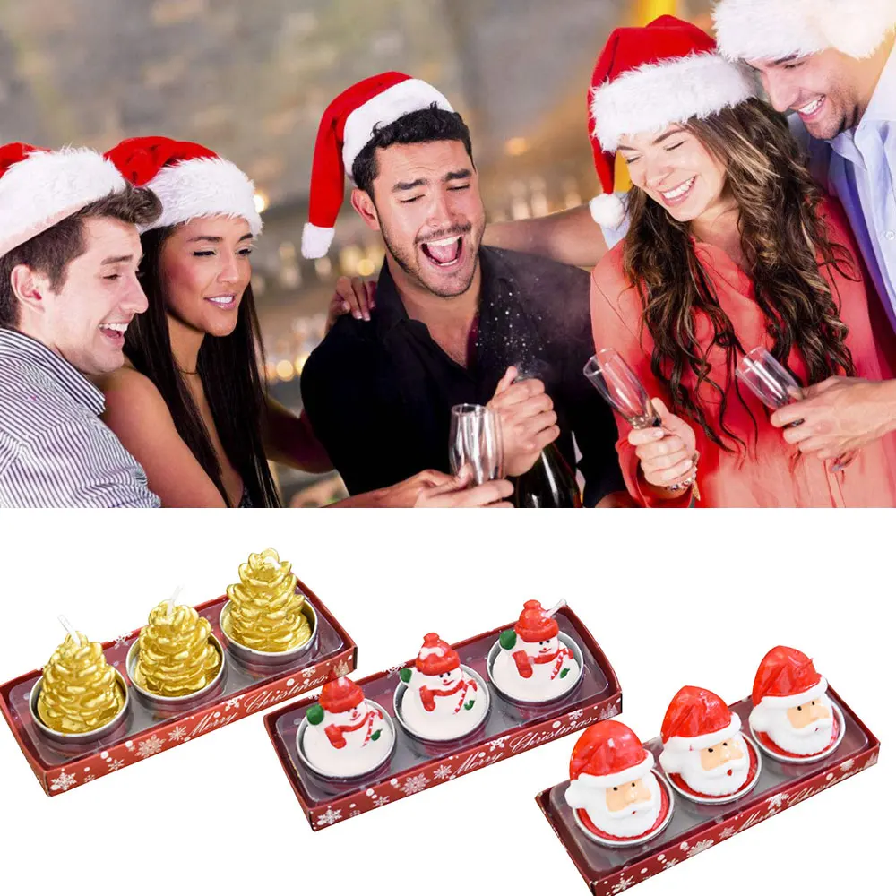 

Wax Candle Bougie Ornament Bar Holiday House 3pcs Beautiful Creative Home & Garden Xmas Decor Merry Christmas Gadget