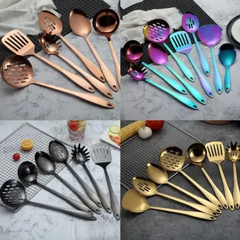 

1PC Gold Titanium Stainless Steel Cooking Tools Spoon Shovel Cookware Kitchen Tools Cocina Utensilios Spatula Ladle Kitchenware