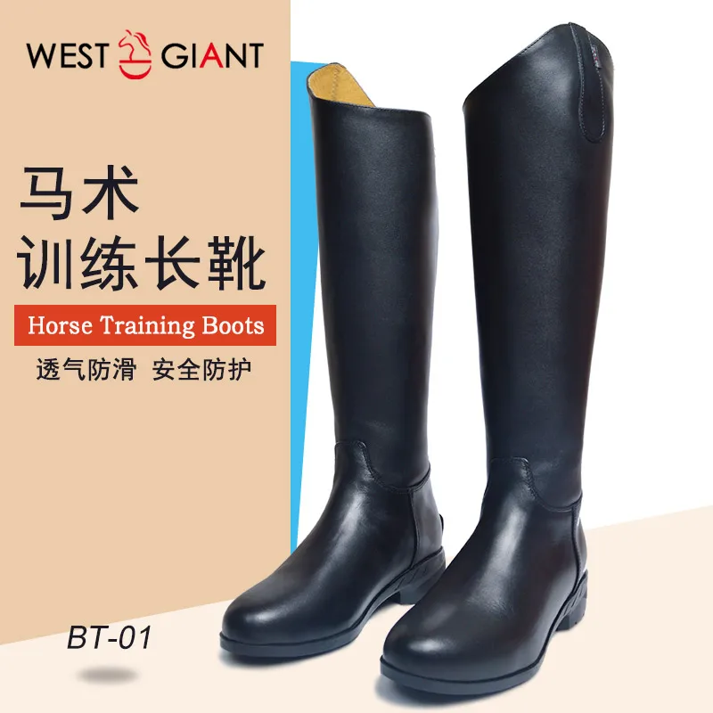 Professional Long Tube Equestrian Riding Boots Top Layer Cowhide Riding Boots Training For Teeniger And Adult