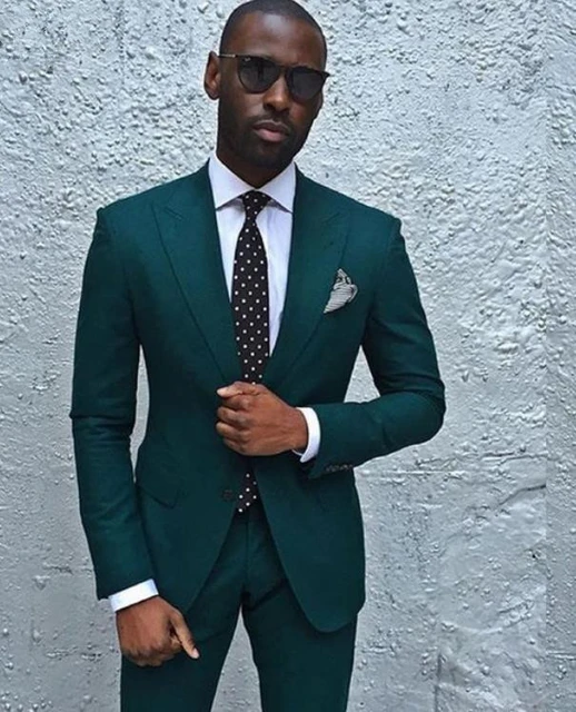 Costume vert foncé pour homme, 2 pièces (veste + pantalon), costume de  mariage, de Style Business, formel, à la mode, nouvelle collection -  AliExpress