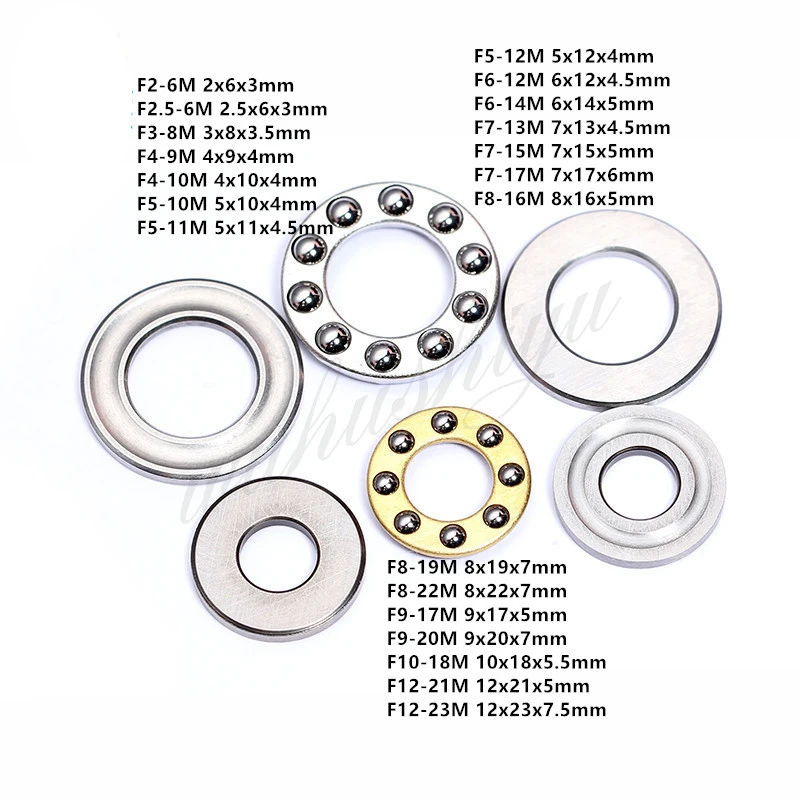

1Pcs F2-6M F3-8M F5-10M F6-12M F8-16M F10-18M F12-21M F12-23M Mini 3-in-1 Plane Axial Ball Bearing Thrust Bearing