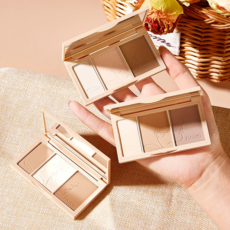 Face Contour Palette Shading Powder Makeup 3 Colors Long Lasting Soft