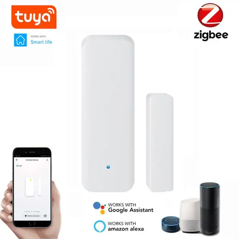 Tuya-Sensor inteligente Zigbee para puerta y ventana, dispositivo con grafiti magnético, funciona con Alexa y asistente de Google