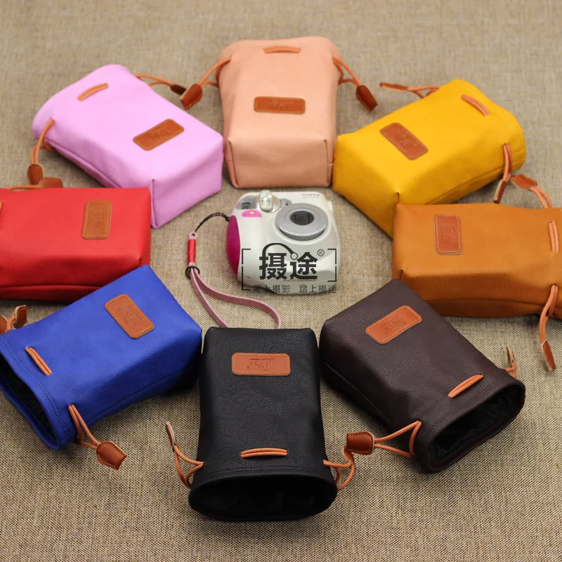

CamDress free shipping high quality photography lens bag pu leather camera lens bag 3 size candy color photo bag lsr bag