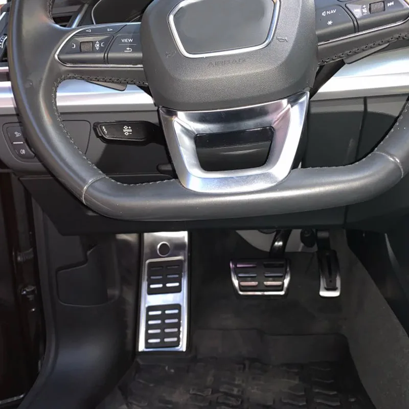 For Audi Q5 FY 2018-2021 Car Interior AT Automatic High Quality Stainless Steel Fuel Brake Footrest Pedal Cover Cap Pad Trim Kit 6