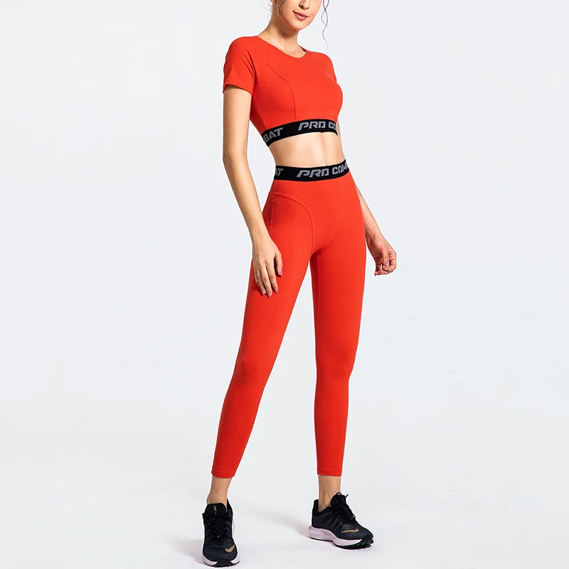 Women Fashion Yoga Bodybuilding Vest Set Tight Trousers Motion Suit Yoga Bra Pants Woman Fitness Sport Clothing Suits