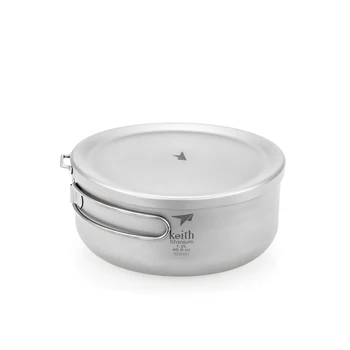 

Folding Bowl Outdoor Camping Tableware Titanium Lunch Box Portable Travel Hiking Dinner Boxes Titanium Bowl With Lid 1200ml