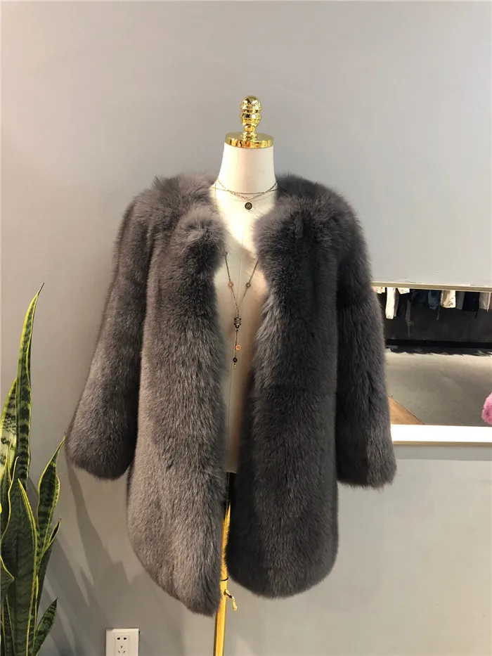 Abbigliamento donna autunno inverno длина 77 см Женская куртка из натурального меха Красной лисы зимнее плотное мягкое теплое пальто из натурального меха лисы