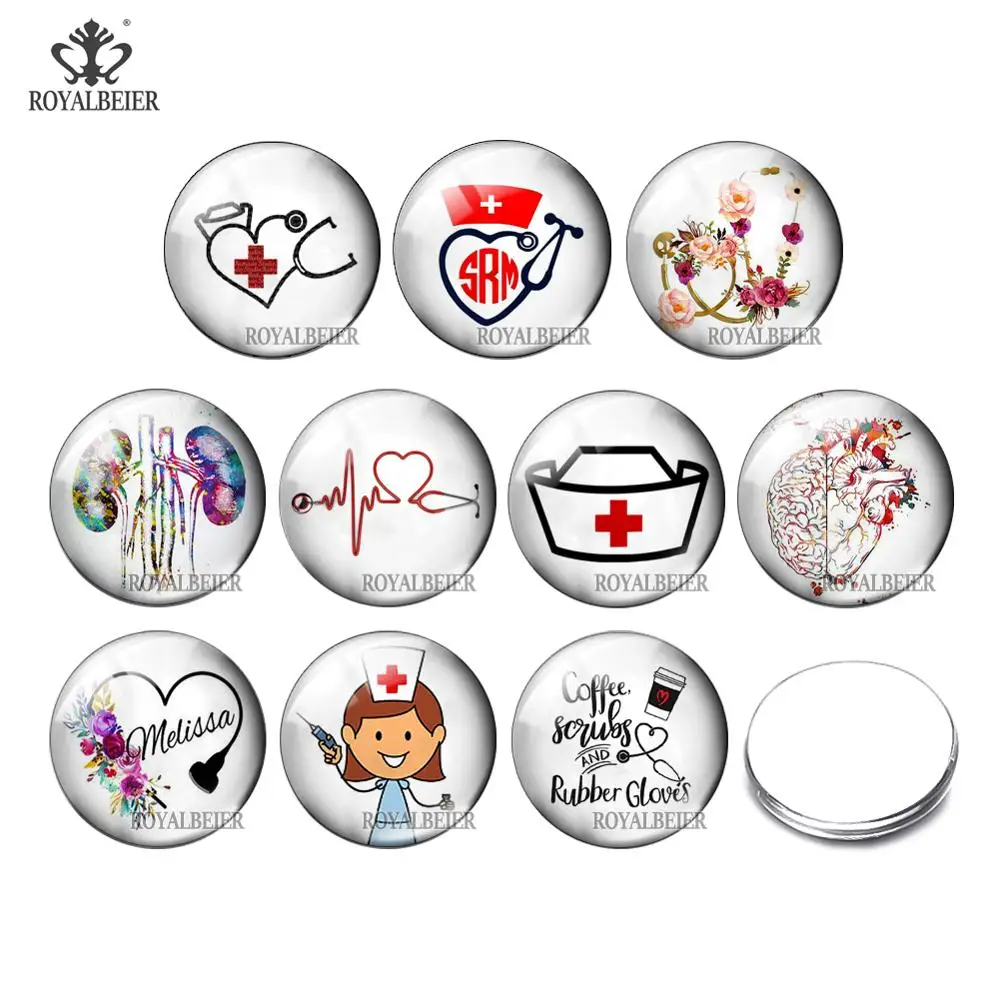 

Royalbeier DIY Doctor Tools Nurse 10pcs/lot Glass Piece Round Photo Glass Cabochon 12mm/16mm/18mm/25mm/30mm Stickers Home Decor