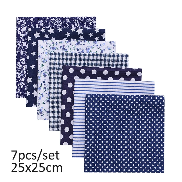 20cmx25cm and 25cmx25cm Cotton Fabric Printed Cloth Sewing Quilting Fabrics for Patchwork Needlework DIY Handmade Material 7pcs 25x25cm