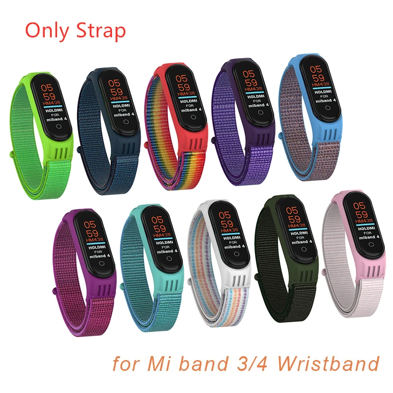 Нейлоновый ремень на липучке для mi Band 4 3 Xiao mi сменный браслет band 4 Band 3 спортивный браслет дышащий ремешок для mi band 4 3