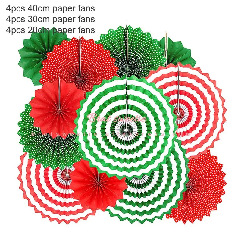 12pc Xmas paperfan 12 шт./компл. золото черные вечерние висит Бумага вентиляторы Год Вечерние Потолочные Подвесные Украшения для взрослых 30th День рождения украшения поставки - Цвет: 12pc Xmas paperfan