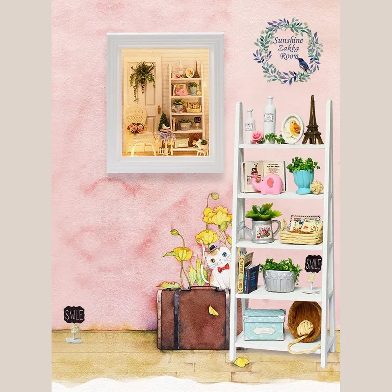 Кукольный дом рамка миниатюрная с мебели DIY деревянный кукольный домик миниатюрные игрушки для детей подарки ремесло