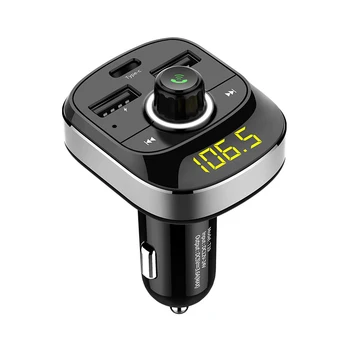 

Bluetooth Handsfree Kit Type-C Usb Car Charger Fm Transmitter Radio Tf Card Music Mp3 Player Wireless Hands-Free Car Kit(Silver)