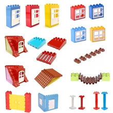 Duplo modelo de construção blocos paredes janelas portas do telhado toldo acessórios blocos de construção peças conjunto educacional tijolos brinquedos