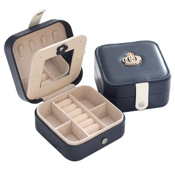 

Korean Style Jewelry Organizer Display Travel Jewelry Case Portable Jewelry Box Magnetic Buckle PU Earrings Ring Storage Box