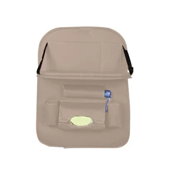 

Car Leather Storage Bag Box Back Seat Bag Organizer Backseat Holder Pockets Folding Table Drink Food Cup Tray Holder Stand Desk