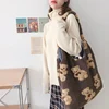 Women Plush Shoulder Bag Warm Cloth Fabric Handbag Soft Canvas Tote Large Capacity Shopping Bags Cute Bear Book Bags For Ladies 5