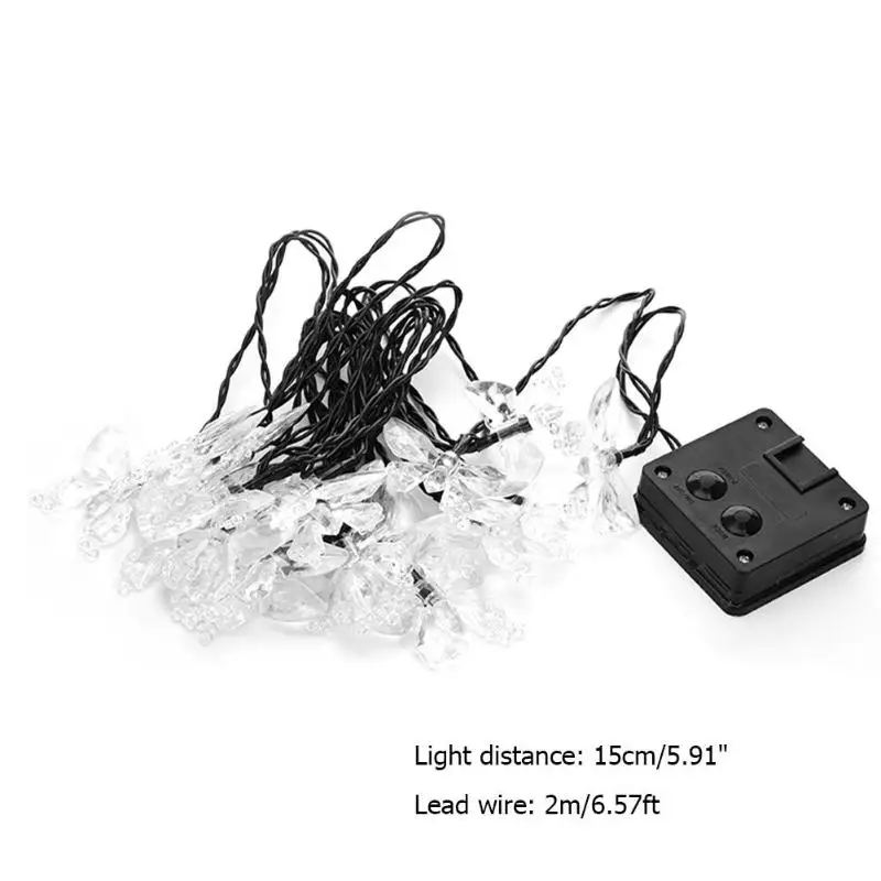 20LED Солнечная красочная гирлянда бабочки, энергосберегающая и защита окружающей среды, Сказочная декоративная лампа для свадьбы