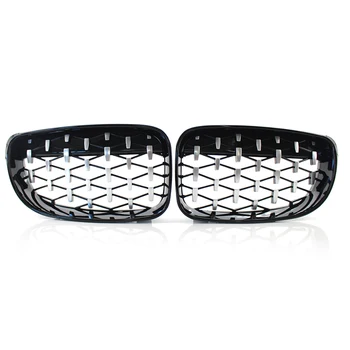 

1 Pair Chrome Black Diamond Front Kidney Grille Grill Replacement Gloss for BMW E81 E87 E82 for BMW 3 Series E90 Sedan E91 Wagon