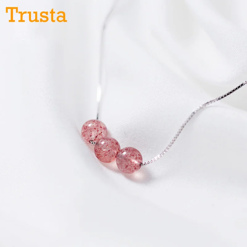 

Trustdavis 100% 925 Solid Sterling Silver Necklace Women Girls Sweet Strawberry Crystal Short Clavicle Necklace Jewelry DS827