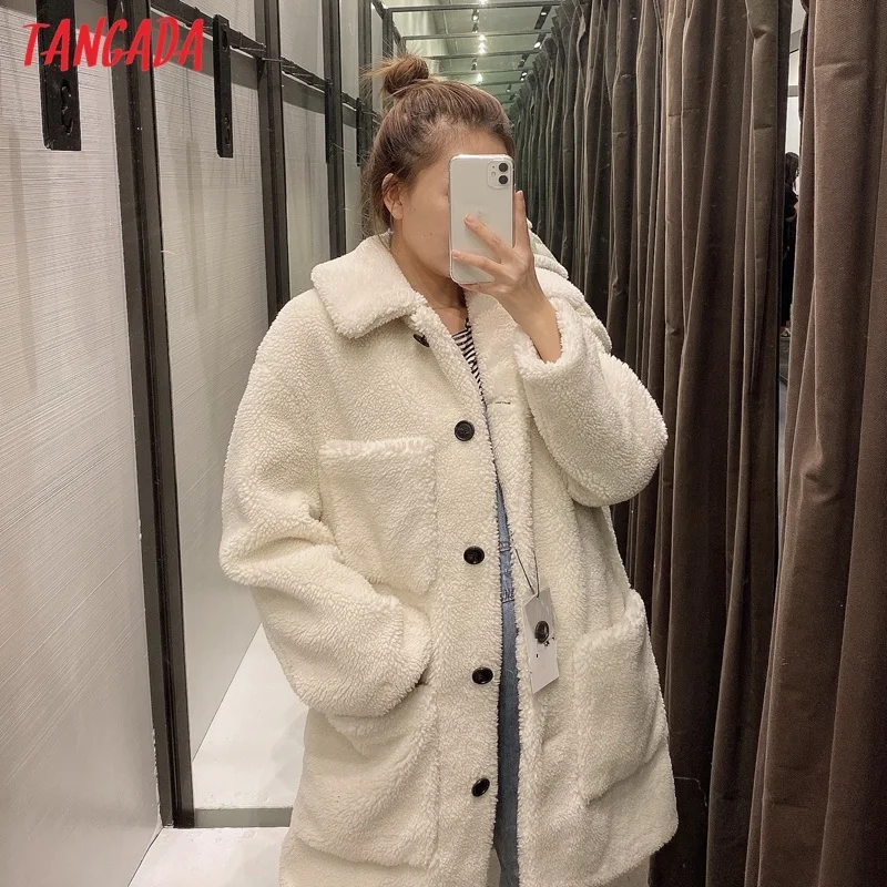 awesome Tangada Elegant women oversized teddy coat warm thick zipper 2019 winter warm plush coat Female ove