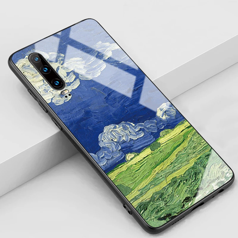 Wheat field Чехол для телефона huawei p 30 Y7, художественный защитный чехол из закаленного стекла для huawei p 20 p smart plus, подарки - Цвет: Wheat field