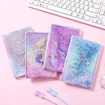 

Creative Oil Into Quicksand Hand Account Book Cute Mermaid Cover Notebook Laptop Portable Diary Book For Girls Gift