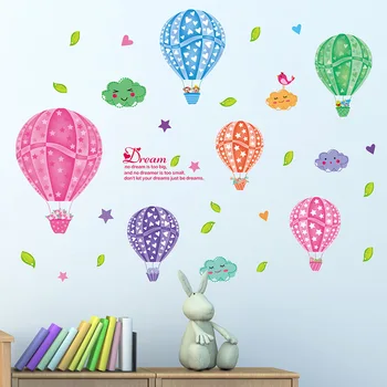 

New Cartoon Hot Colorful Air Balloon Wall Stickers for Kids Room Baby Nursery Room Living Room Waterproof Removable Poster PVC