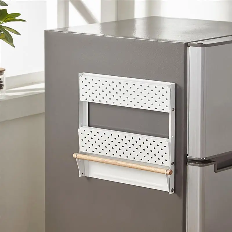 Folding Refrigerator Rack Storage Box Paper Towel Rack Rust