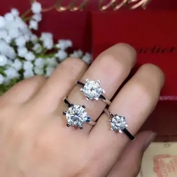 

shilovem 925 sterling silver Moissanite Diamond rings women classic wedding plant new gift vvs 6.5mm 8mm 9mm j6.508080909moz2