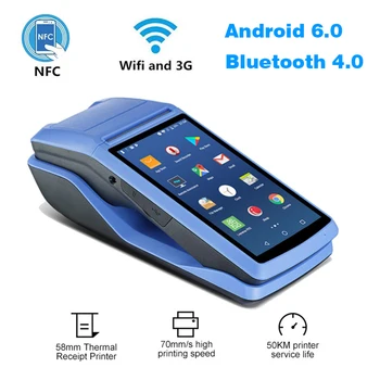 

POS Terminal Android 6.0 Handheld PDA with 58mm thermal receipt printer NFC 3G wifi barcode Scanner Built-in7500mAh Battery