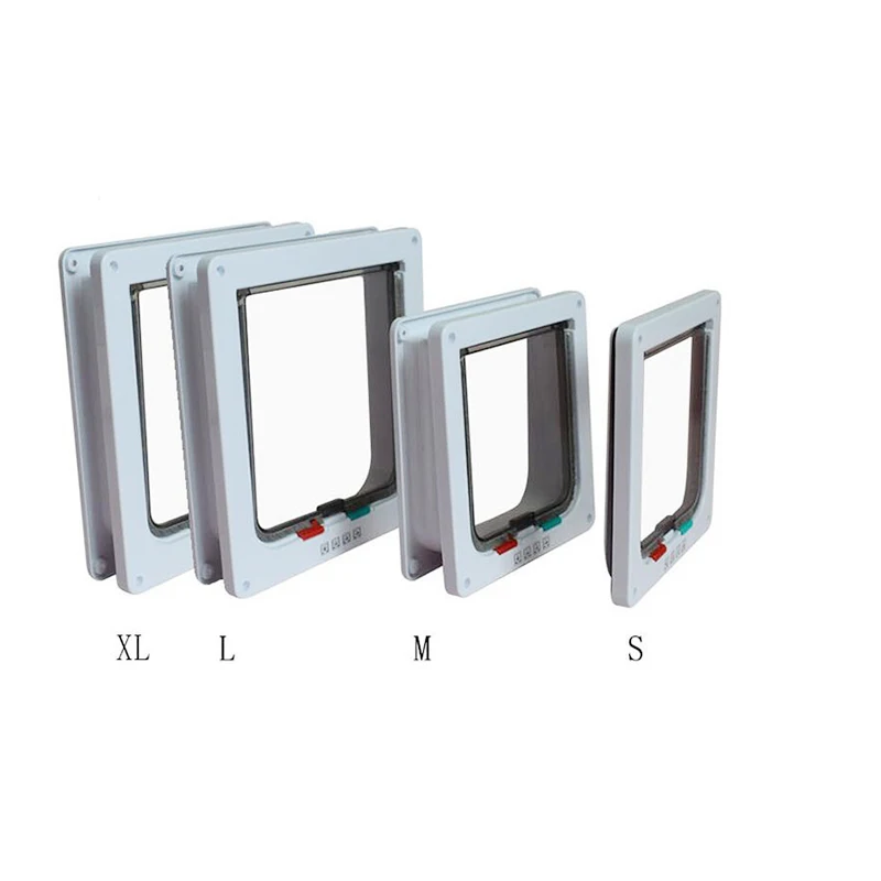 Pet Cat Flap Door with 4Way Security Lock Flap Gate Weatherproof for Dogs Cats Pet Puppy Kitten ABS Plastic Gates Doors Dog Hole