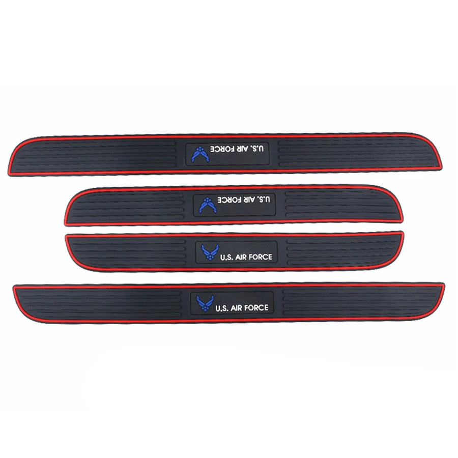 5PCS Rubber Car Door And Trunk Scuff Sill Cover Panel Rear Guard Bumper Scratch Protector Non-slip Pad Cover US AIR FORCE Style