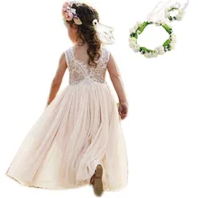 Летнее кружевное платье для девочек; детская одежда; Детские платья-пачки для девочек; одежда для церемоний, свадеб, вечеринок; цветочная повязка на голову