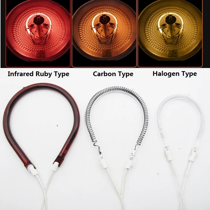 HoneyFly U-shape Infrared Heater Lamp 220V 600W 900W 1000W 1200W Carbon Halogen Lamp Heating Tube Ruby Drying Quartz