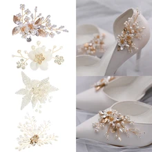Handmade Shiny Decorative Clips for DIY Shoes Women Wedding Shoes High Heel Pearl Charm Buckle Bride Shoe Decoration Rhinestone