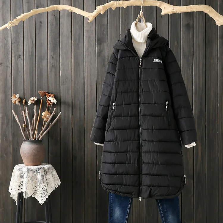 

Plus-sized WOMEN'S Dress 200 of Fat Mm Mid-length down Jacket Cotton-padded Clothes Feather Long over-the-Knee Cotton Overcoat W