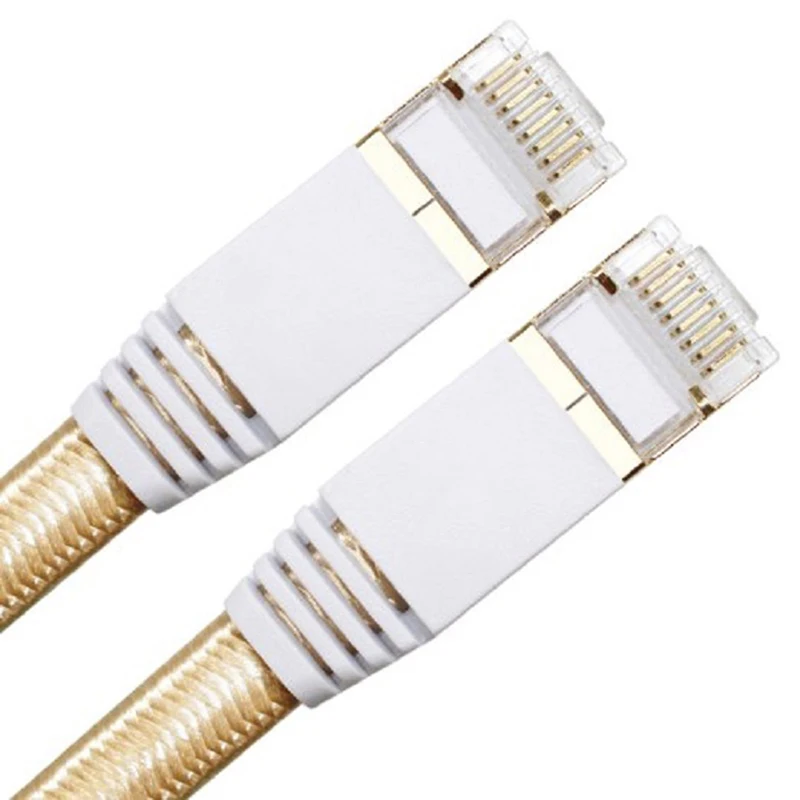 5 м RJ45 кабель Cat 7 сетка синий и белый золотой плоский Ethernet сетевой Соединительный