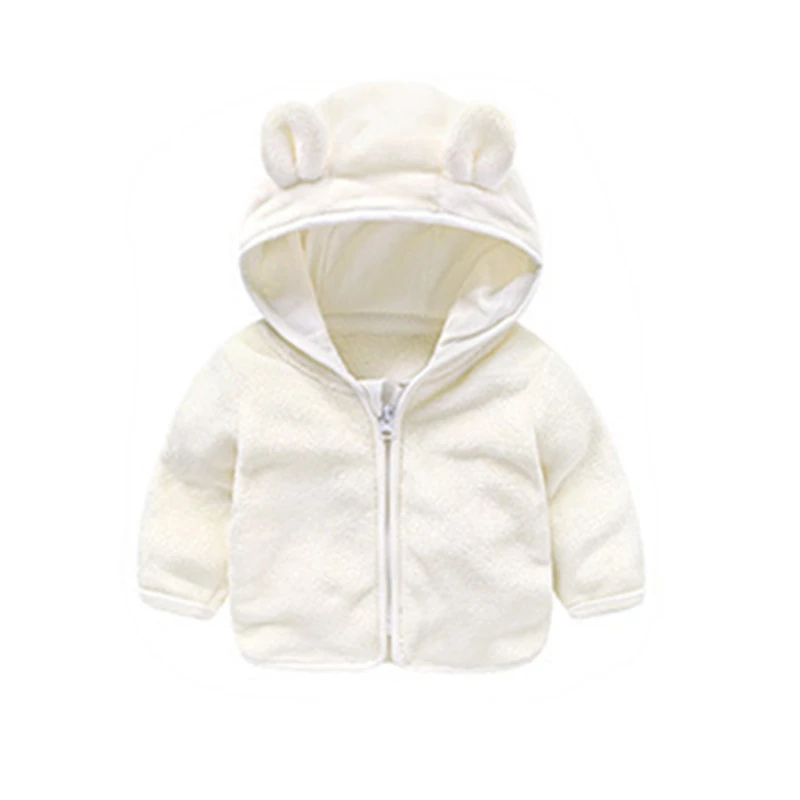 Beige Осенняя одежда для маленьких девочек с двух сторон пальто из флиса с медвежьими ушками теплая куртка детский зимний комбинезон на возраст от 1 до 5 лет Детская куртка с капюшоном, на молнии, футболка - Цвет: Beige