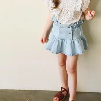 

2019 Wholesale New Girls Ruffles Denim Skirt Summer Fashion Girls Skirts 2-7t QH173