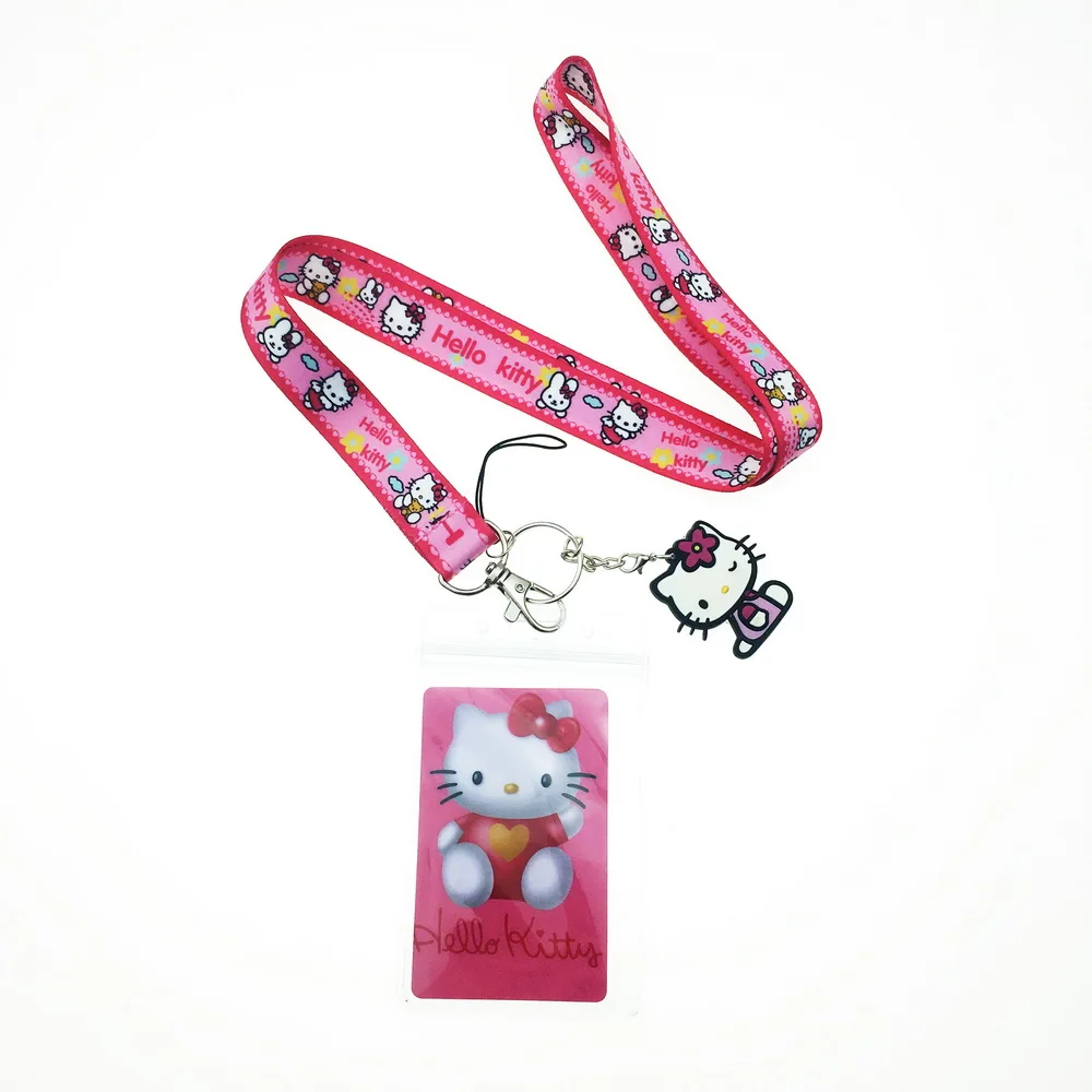 The Best-selling Cute Kitty Lanyard ID Card Holder and Card Sticker Set Cute Keychain Gift