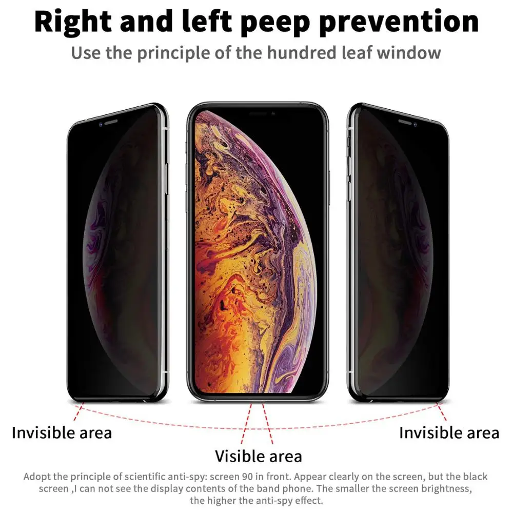 50 шт последняя Защита экрана для iPhone11 Pro/iPhone XS, анти шпионы Закаленное стекло пленка, 5,8 дюймов, 1 упаковка