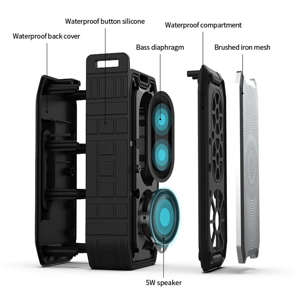 Ouhaobin HIFI уличный Портативный беспроводной Bluetooth 5,0 динамик стерео 360 объемный звуковой сабвуфер Водонепроницаемый IPX7 динамик