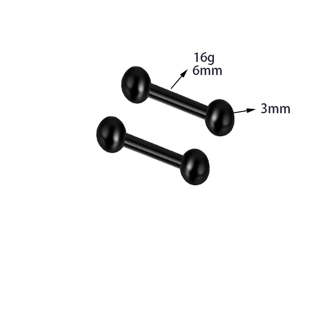 ear stud black JUNLOWPY 1-7 пар серьги для ушного хряща из нержавеющей стали шаровая шпилька штанга для Штанга пирсинг уха тело губная серьга для женщин - Окраска металла: ear stud black