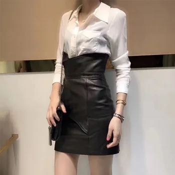 

New really pipi skirt waist since Victoria with sheep 100% leather bag hip skirts in paragraph one pace skirt han edition