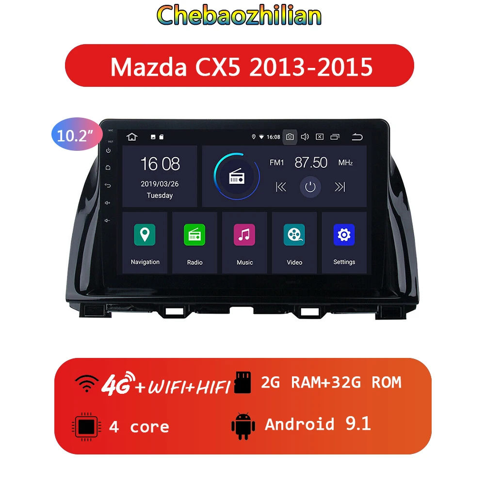 10,2 дюймов Android 9,1 Радио Стерео Автомобильный gps навигатор для Mazda CX5 2013- головное устройство мультимедийный плеер wifi Bluetooth - Размер экрана, дюймов: 4G WIFI Version